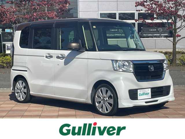ホンダ Ｎ ＢＯＸ G･EX Hセンシング カッパーブラウンスタイル 福島県 2019(平31)年 2.7万km プラチナホワイトパール ホンダセンシング/レーダークルーズコントロール/両側パワースライドドア/社外8インチメモリナビ/バックカメラ/フルセグTV/LEDオートライト/純正16インチアルミホイール積込/リアコーナーセンサー/ドアバイザー/フロアマット/ステアリングリモコン/プッシュスタート/スマートキー