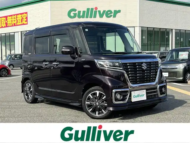 スズキ スペーシア カスタム HYBRID XS 鳥取県 2019(令1)年 4.9万km ムーンライトバイオレットPM ワンオーナー/社外ナビ/フルセグ/DVD/CD/BT/USB/ETC/ハーフレザーシート/運転席シートヒーター/レーダーブレーキサポート/レーンキープアシスト/LEDヘットライト/LEDフォグライト/純正15インチアルミホイール/プッシュエンジンスタート/アイドリングストップ/フロアマット/ドアバイザー/保証書・取扱説明書