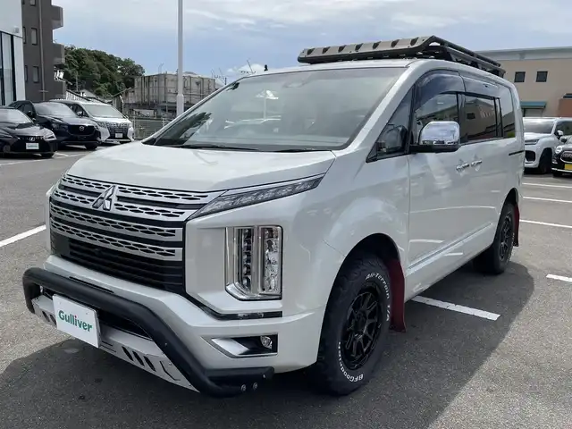 三菱 デリカＤ：５ P 長崎県 2021(令3)年 4万km ウォームホワイトパール 全方位カメラ/オートステップ/純正10型ナビ/（フルセグ・DVD・SD・BT・USB・HDMI)/社外16インチアルミ/衝突軽減ブレーキ/ブラインドスポットモニター/レーダークルーズコントロール/レーンキープアシスト/パワーバックドア/ステアリングヒーター/前席シートヒーター/パワーシート/パドルシフト/フロントバンパーガード/リアステップラダー/ルーフキャリア/両側パワースライドドア/ドライブレコーダー前後/LEDヘッドライト/オートライト/アイドリングストップ/オートハイビーム/ETC