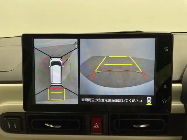 ダイハツ ムーヴ キャンバス ストライプス G 鹿児島県 2024(令6)年 1万km シャイニングホワイトパール/サンドベージュメタリック 純正9インチディスプレイオーディオ/（フルセグ/BT/HDMI/USB）/パノラミックビューモニター/スマートアシスト/レーンキープアシスト/両側パワースライドドア/前席シートヒーター/ホッとカップホルダー/オートライト/LEDヘットライト/プッシュスタート/アイドリングストップ/ワイヤレス充電機能/フロアマット/スマートキー