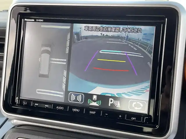 スズキ スペーシア ギア HYBRID XZターボ 佐賀県 2019(平31)年 2.8万km オフブルーメタリック/ガンメタリック2トーンルーフ 純正8インチSDナビゲーション/・フルセグTV/CD/DVD/SD/Bluetooth/全方位モニター/前後ドライブレコーダー/ビルトインETC/ヘッドアップディスプレイ/両側パワースライドドア/天井サーキュレーター/DN席シートヒーター/後席サンシェード/ISOFIX対応/パドルシフト/革巻きステアリング/ステアリングリモコン/純正LEDヘッドライト/・オートマチックハイビーム/純正LEDフォグランプ/純正フロアマット/純正ドアバイザ―/クルーズコントロール/車線逸脱警報機能/デュアルセンサーブレーキサポート/パーキングセンサー
