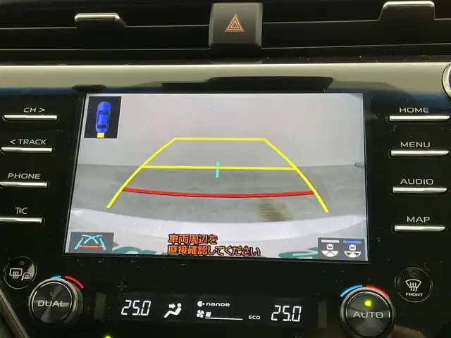 トヨタ カムリ WSレザーパッケージ 岡山県 2019(令1)年 6.1万km プラチナホワイトパールマイカ TOM’Sエアロ（前・横・後下）/レザーシート/ブラインドスポットモニター/純正8インチナビ/　「CD/DVD/フルセグTV/BT/USB」/純正ダブルツィーター/バックカメラ/追従型クルーズコントロール/オートハイビーム/LEDヘッドライト（AUTO機能付き）/ビルトインETC/前席シートヒータ/前席パワーシート/衝突軽減ブレーキシステム/車線逸脱防止システム/横滑り防止装置/純正ドライブレコーダー（前）/純正18インチアルミホイール/純正フロアマット/ステアリングヒーター/スマートキー/プッシュスタート/ヘッドアップディスプレイ/パドルシフト/バイザー