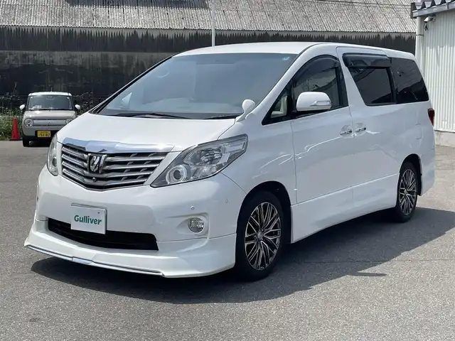 トヨタ アルファード 240S 山形県 2009(平21)年 12.6万km ホワイトパールクリスタルシャイン フロントエアロ/両側パワースライドドア/純正HDDナビ/　【ＳＤ DVD MD AUX】/フルセグテレビ/バックカメラ/フリップダウンモニター/ステアリングスイッチ/クルーズコントロール/ETC/スマートキー/プッシュスタート/オートライト/キセノンライト/フォグランプ/ウィンカーミラー/ドアバイザー/純正フロアマット/スペアキー×１