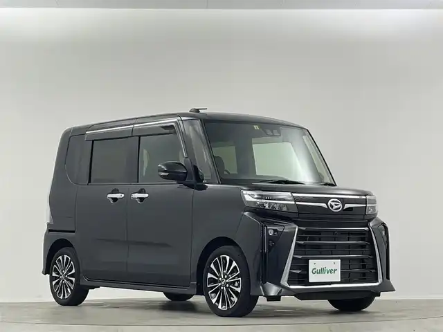 ダイハツ タント カスタム RS 埼玉県 2023(令5)年 0.8万km ブラックマイカメタリック 禁煙車　純正ナビ　両側電動スライドドア　全方位カメラ　シートヒーター　ＥＴＣ　ＬＥＤヘッドライト　ドライブレコーダー　ハーフレザーシート　フルセグＴＶ　CD/DVD　スマートアシスト　スマートキー　コーナーセンサー