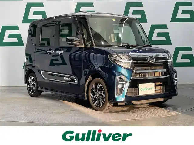 ダイハツ タント カスタム X スタイルセレクション 鹿児島県 2022(令4)年 4.1万km ブラックマイカメタリック/レーザーブルークリスタルシャイン 2トーン 純正ナビ/フルセグＴＶ/バックカメラ/衝突軽減ブレーキ/両側パワースライドドア/アイドリングストップ/純正アルミホイール/横滑り防止装置/オートライト/オートマチックハイビーム/ＬＥＤヘッドライト
