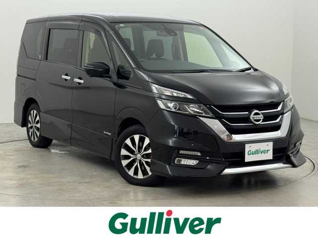 日産 セレナ ハイウェイスターVセレクションⅡ 福岡県 2019(令1)年 9万km ダイヤモンドブラック 後席モニター　/純正９インチナビ（フルセグＴＶ）　/全方位カメラ　/エマージェンシーブレーキ　/パーキングアシスト　/両側電動スライドドア　/クルーズコントロール　/ビルトインＥＴＣ　/レーンキープ　/コーナーセンサー/ドラレコ　/LED