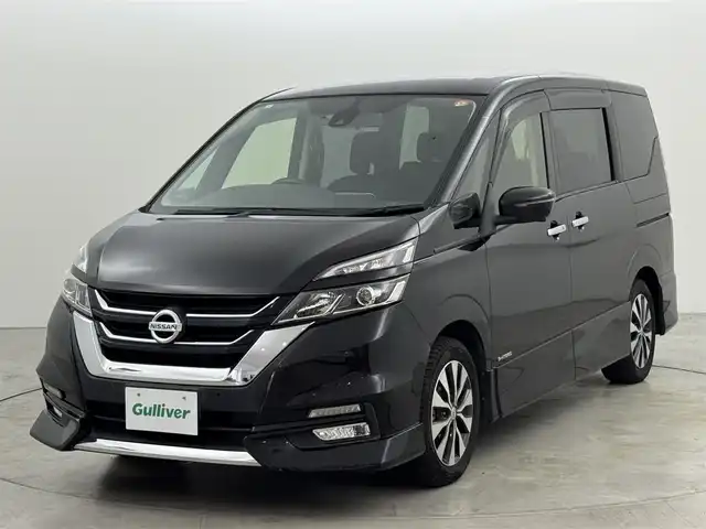日産 セレナ ハイウェイスターVセレクションⅡ 福岡県 2019(令1)年 9万km ダイヤモンドブラック 後席モニター　/純正９インチナビ（フルセグＴＶ）　/全方位カメラ　/エマージェンシーブレーキ　/パーキングアシスト　/両側電動スライドドア　/クルーズコントロール　/ビルトインＥＴＣ　/レーンキープ　/コーナーセンサー/ドラレコ　/LED
