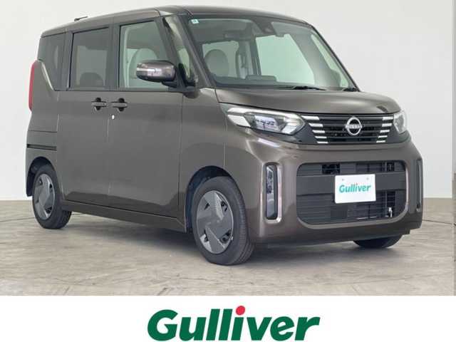 日産 ルークス X 大分県 2024(令6)年 0.4万km アッシュブラウンM エマージェンシーブレーキ/車線逸脱警報/車線逸脱防止支援/オートハイビーム/前後クリアランスソナー/純正ナビ/（フルセグ/Bluetooth/AM/FM)/アラウンドビューモニター/前後ドライブレコーダー/両側パワースライドドア/スリムサーキュレーター/プッシュスタート/アイドリングストップ/スマートキー/スペアキー/プッシュスタート/保証書・取扱説明書