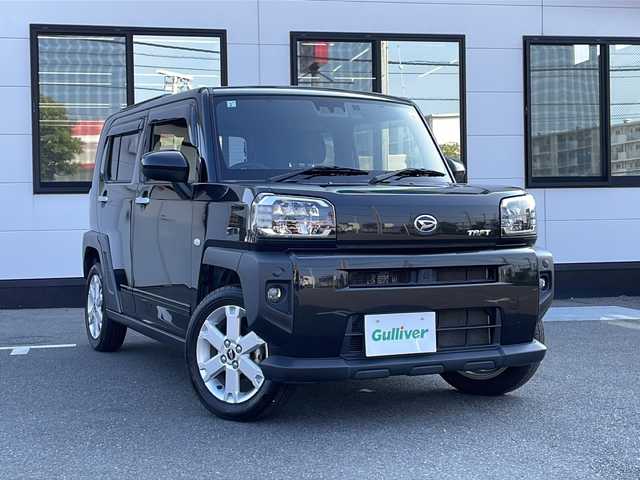 ダイハツ タフト G 山口県 2021(令3)年 6.6万km ブラックマイカメタリック 純正ディスプレイオーディオ【DUK-W69D】/DVD再生機能有/AM/FMラジオ/Bluetooth/バックカメラ/TFTカラーマルチインフォメーションディスプレイ/USB入力端子/LEDヘッドランプ/オートライト/フォグランプ/ドライブレコーダー/純正フロアマット/15インチ純正アルミホイール/ルーフレール/ドアバイザー/スカイフィールトップ/チルトステアリング/ステアリングスイッチ（オーディオ操作用/ハンズフリー通話用）/運転席・助手席シートヒーター/アイドリングストップ/電動パーキングブレーキ/オートブレーキホールド/スマートキー/プッシュアップスタート/スマートアシスト/・衝突回避支援/・認識支援/盗難防止装置/ダブルサイドSRSエアバッグ