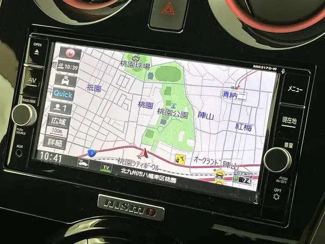 日産 ノート e－パワー ニスモ 福岡県 2017(平29)年 6.4万km スーパーブラック 純正ナビ（フルセグＴＶ）　/全方位カメラ　/エマージェンシーブレーキ　/横滑り防止装置　/レーンキープ　/デジタルインナーミラー　/ナビ連動前方ドラレコ　/EＴＣ　レーダー探知機　/プッシュスタート　/オートエアコン/LEDライト