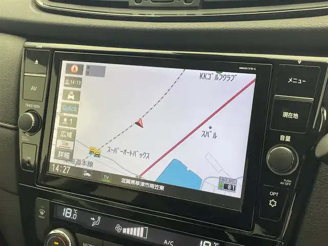 日産 エクストレイル 20X 滋賀県 2017(平29)年 6.3万km ダイヤモンドブラック 純正９インチナビ/・CD・DVD・Bluetooth・フルセグTV・AUX/全方位カメラ/合皮シート/電動リアゲート/ＬＥＤヘッドライト/前後コーナーセンサー/前後ドラレコ/オートライト/オートマチックハイビーム/レーンキープアシスト/衝突軽減/横滑り防止/盗難防止システム/純正18インチAW/ビルトインETC/フルフラットシート/スマートキー