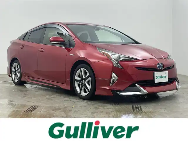 トヨタ プリウス S ツーリングセレクション 岡山県 2016(平28)年 7.8万km エモーショナルレッド 純正9インチSDナビ/(CD/DVD/Bluetooth/フルセグ)/社外エアロ（F/S/R）/衝突軽減ブレーキ/レーダークルーズコントロール/ビルトインETC/D/N席シートヒーター/LEDヘッドライト/コーナーセンサー/オートハイビーム/プッシュスタート/スマートキー/スペアキー/アイドリングストップ/ミュージックサーバー/純正フロアマット/純正ドアバイザー