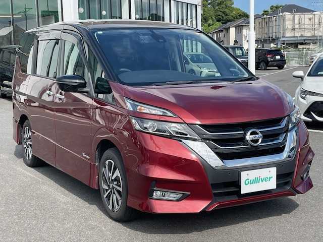日産 セレナ 長崎県 2017(平29)年 7.7万km マルーンレッド 2トーン 純正9インチメモリーナビ/CD/DVD/BT/BD/フルセグTV/バックカメラ/純正フリップダウンモニター/プロパイロット/エマージェンシーブレーキ/両側パワースライドドア/ステアリングスイッチ/ドライブレコーダー/LEDヘッドライト/2列目USB/ビルトインETC