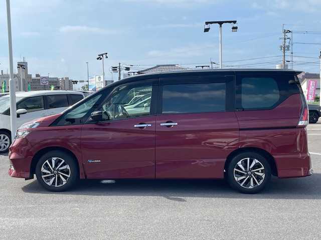 日産 セレナ 長崎県 2017(平29)年 7.7万km マルーンレッド 2トーン 純正9インチメモリーナビ/CD/DVD/BT/BD/フルセグTV/バックカメラ/純正フリップダウンモニター/プロパイロット/エマージェンシーブレーキ/両側パワースライドドア/ステアリングスイッチ/ドライブレコーダー/LEDヘッドライト/2列目USB/ビルトインETC