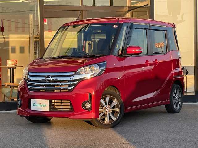 日産 デイズ ルークス HWS X Vセレクション 兵庫県 2016(平28)年 6.1万km スパークリングレッドM ワンオーナー/純正SDナビ/(CD/DVD/AM/FM/BT)/フルセグテレビ/前方ドライブレコーダー/アラウンドビューモニター/アイドリングストップ/ドアバイザー/プッシュスタート/両側パワースライドドア/ETC/電動格納ミラー/純正フロアマット