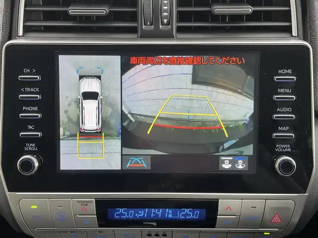 トヨタ ランドクルーザー プラド TX Lパッケージ マットブラED 福岡県 2023(令5)年 3.3万km ブラック ワンオーナー/7人乗り/4WD/純正9インチコネクテッドナビ/　(AM/FM/Bluetooth/Miracast/フルセグTV)/パノラミックビューモニター/バック/サイド/フロントモニター/トヨタセーフティーセンス/・プリクラッシュセーフティ/・レーンディパーチャーアラート/・ロードサインアシスト/・レーダークルーズコントロール/・先行車発進告知/ブラインドスポットモニター/クリアランスソナー/オートマチックハイビーム/横滑り防止/センターデフロック/ダウンヒルアシストコントロール/セカンドスタートモード/ヒーターアイドルアップ/排出ガス浄化/ヘッドランプクリーナー/ラウンジ照明調光/RAYS20インチアルミホイール/黒ルーフレール/黒レザーシート/コムテック前方ドライブレコーダー【HDR002】/ビルトインETC2.0/革巻きステアリング/ステアリングスイッチ/パワーシート(D/N)/シートヒーター/ベンチレーター(D/N)/社外インパネカバー/純正センターコンソールカバー/USBポート/アクセサリーソケット/スペアキー×1/ISOFIX/保証書/取扱説明書/ナビ取扱説明書