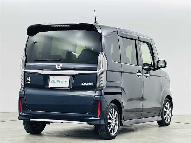ホンダ Ｎ ＢＯＸ カスタム L 福島県 2022(令4)年 3.7万km ミッドナイトブルービームM レーンキープアシスト/・横滑り防止機能/・衝突軽減/社外7インチナビ/・フルセグ/TV/BT/CD/DVD/SD/USB/iPod/FM/AM/バックカメラ/片側パワースライドドア/追従型クルーズコントロール/LEDヘッドライト/・フォグランプ/ステアリングスイッチ/前後ドラレコ/ETC/プッシュスタート/・スマートキー/・スペアキー