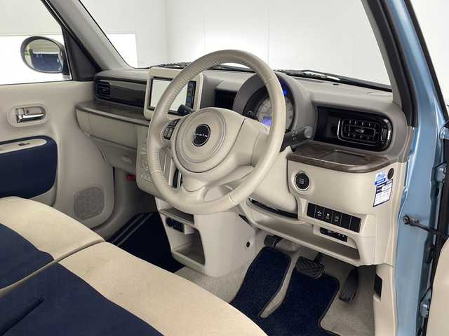 スズキ ラパン モード 宮崎県 2019(令1)年 4.8万km フィズブルーパールメタリック/ホワイト 2トーンルーフ レーダーブレーキサポート/純正7インチSDナビ/CD/DVD/Bluetooth/バックカメラ/シートヒーター/LEDヘッドライト/アイドリングストップ/ビルトインETC/純正フロアマット/スマートキー×2/保証書/取扱説明書