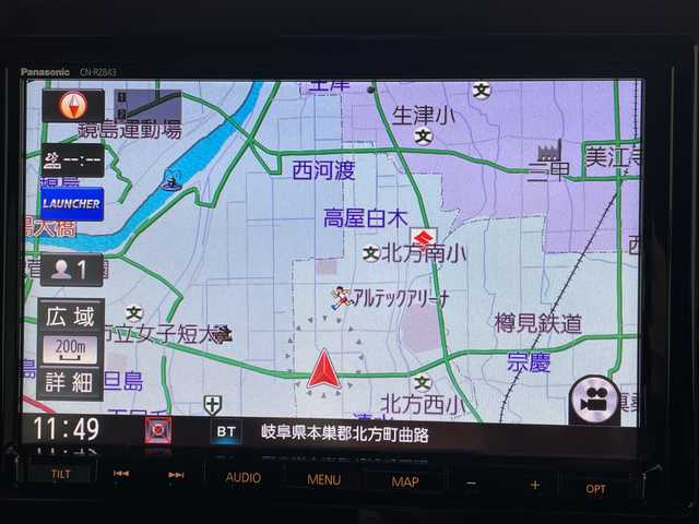 スズキ スペーシア ギア HYBRID XZ 岐阜県 2019(平31)年 1.1万km オフブルーメタリック/ガンメタリック2トーンルーフ 社外8インチSDナビ（CN-RZ843）/フルセグ/BT/DVD/USB/全方位モニター/スズキセーフティサポート/・デュアルカメラブレーキサポート/・車線逸脱警報/・全方位モニター/ヘッドアップディスプレイ/純正ドライブレコーダー/コーナーセンサー/合皮シート/前席シートヒーター/シートバックテーブル/両側パワースライドドア/ルーフレール/LEDオートライト/オートマチックハイビーム/フォグランプ/純正14インチAW/プッシュスタート