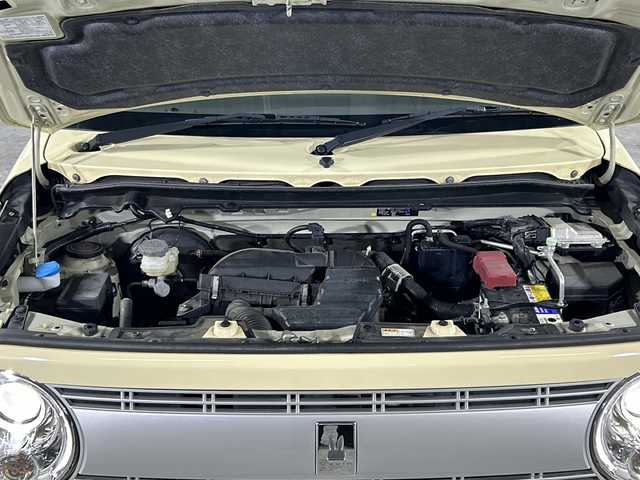 スズキ ラパン X 沖縄県 2016(平28)年 8.5万km シフォンアイボリーメタリック 禁煙車　/県外仕入れ　/８インチ社外ナビ/【ＣＤ／ＤＶＤ／フルセグＴＶ／ＢＴ】　/ＥＴＣ　/Ｄ席シートヒーター/横滑り防止装置　/衝突被害軽減システム/１４インチ純正アルミ　/オートライト　　/スマートキー