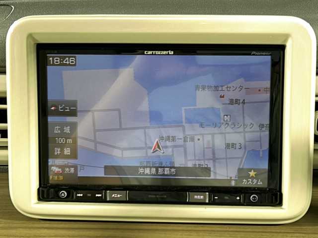 スズキ ラパン X 沖縄県 2016(平28)年 8.5万km シフォンアイボリーメタリック 禁煙車　/県外仕入れ　/８インチ社外ナビ/【ＣＤ／ＤＶＤ／フルセグＴＶ／ＢＴ】　/ＥＴＣ　/Ｄ席シートヒーター/横滑り防止装置　/衝突被害軽減システム/１４インチ純正アルミ　/オートライト　　/スマートキー