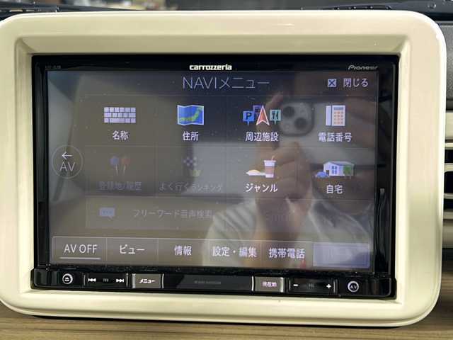 スズキ ラパン X 沖縄県 2016(平28)年 8.5万km シフォンアイボリーメタリック 禁煙車　/県外仕入れ　/８インチ社外ナビ/【ＣＤ／ＤＶＤ／フルセグＴＶ／ＢＴ】　/ＥＴＣ　/Ｄ席シートヒーター/横滑り防止装置　/衝突被害軽減システム/１４インチ純正アルミ　/オートライト　　/スマートキー