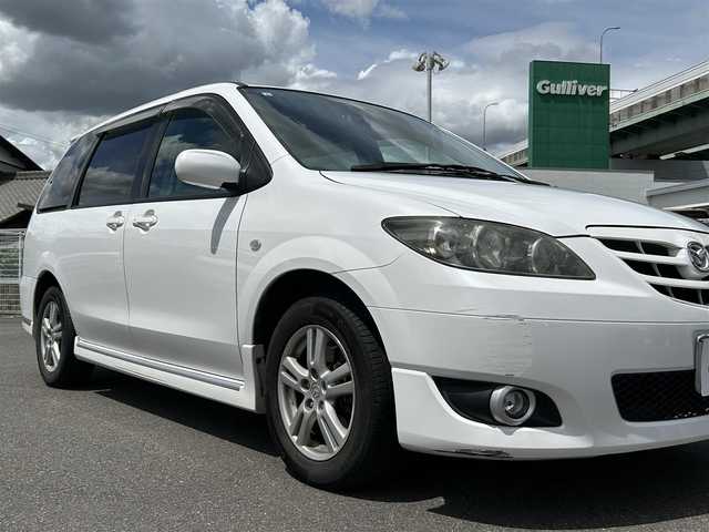 マツダ ＭＰＶ エアロリミックス 愛知県 2005(平17)年 13.5万km スノーフレイクホワイトパールマイカ ワンオーナー/社外ナビ/（AM/FM/CD)/ETC/HIDヘッドライト/フォグランプ/TCS/ドアバイザー/フロアマット/リモコンキー/スペアキー/取説・保証書