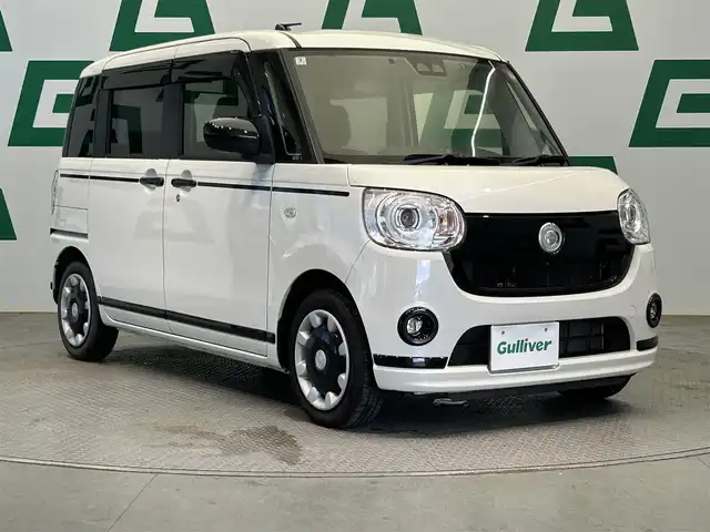ダイハツ ムーヴ キャンバス G ホワイトアクセント VS SAⅢ 鹿児島県 2022(令4)年 4.9万km パールホワイトⅢ 純正ナビ/(フルセグ/Bluetooth/DVD/CD)/全方位カメラ/前方ドライブレコーダー/ETC/両側パワースライドドア/運転席シートヒーター/スマートアシストIII/　・衝突警報機能/　・衝突回避支援ブレーキ機能/　・車線逸脱警報機能/　・誤発進抑制機能(前方)/　・誤発進抑制機能(後方)/　・先行車発進お知らせ機能/　・オートハイビーム/電動格納ミラー/LEDヘッドライト/フォグランプ/フロアマット/ドアバイザー