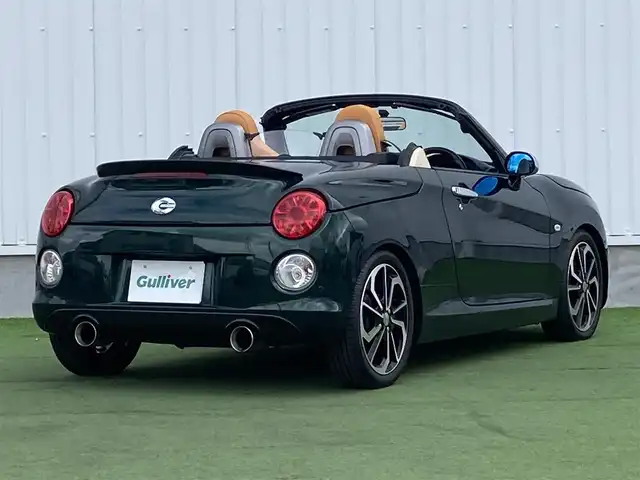 ダイハツ コペン セロS 香川県 2019(平31)年 4.2万km ブリティッシュグリーンマイカ 登録時走行距離：41172km/ディーラー純正SDナビ/　CD DVD BT フルセグTV/バックカメラ/コーナーセンサー/ビルシュタインサスペンション/HKSマフラー/LEDヘッドライト/オートライト/フォグランプ/MTモード付AT/パドルシフト/革調シートカバー/シートヒーター/ETC/前方ドライブレコーダー/革巻きステアリング/ステアリングスイッチ/アイドリングストップ/横滑り防止装置/プッシュスタート/スマートキー