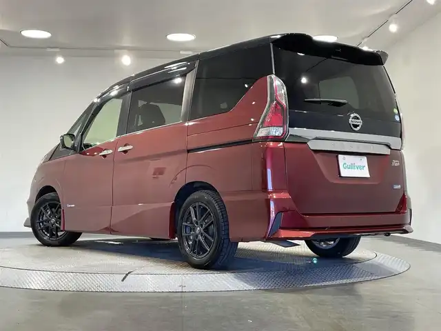 日産 セレナ ハイウェイスター Vセレクション 愛知県 2018(平30)年 9万km マルーンレッド 2トーン 純正９インチナビ/アラウンドビューモニター/純正11インチフリップダウンモニター/防水シート/両側パワースライドドア/ハンズフリーオートスライドドア/エマージェンシーブレーキ/インテリジェントパーキング/車線逸脱警報/クリアランスソナー/クルーズコントロール/ドライブレコーダー/ビルトインＥＴＣ/アクセサリーソケット/アイドリングストップ/純正フロアマット/16インチアルミホイール