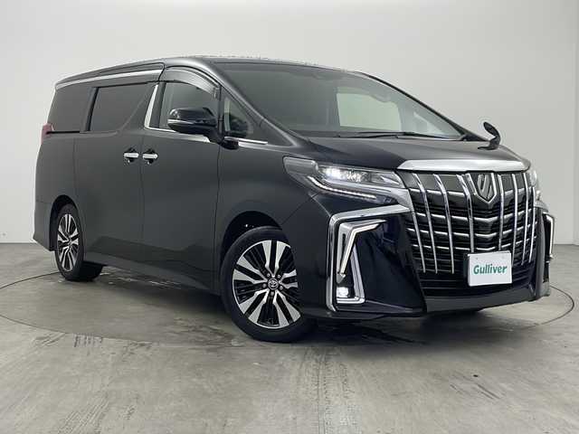 トヨタ アルファード S Cパッケージ 兵庫県 2019(令1)年 5.8万km ブラック ・Toyota Safety Sense/・プリクラッシュセーフティ/・レーントレーシングアシスト/・レーダークルーズコントロール（全車速追従機能付）/・ロードサインアシスト/・アダプティブハイビームシステム［AHS］/・ブラインドスポットモニター/・３眼LEDヘッドライト/・デジタルインナーミラー/・純正１０インチナビ/CD/DVD/SD/TV/BT/・純正リアフリップダウンモニター/・純正ドライブレコーダー/・ビルトインETC/・バックカメラ/・両側パワースライドドア/・パワーバックドア/・合成皮革シート/・シートヒーター/・エアシート/・前席パワーシート/・スマートキー/・ステアリングヒーター/・スマートキー