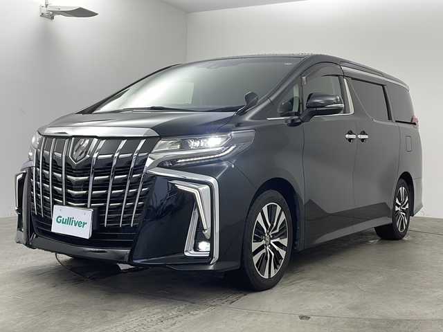 トヨタ アルファード S Cパッケージ 兵庫県 2019(令1)年 5.8万km ブラック ・Toyota Safety Sense/・プリクラッシュセーフティ/・レーントレーシングアシスト/・レーダークルーズコントロール（全車速追従機能付）/・ロードサインアシスト/・アダプティブハイビームシステム［AHS］/・ブラインドスポットモニター/・３眼LEDヘッドライト/・デジタルインナーミラー/・純正１０インチナビ/CD/DVD/SD/TV/BT/・純正リアフリップダウンモニター/・純正ドライブレコーダー/・ビルトインETC/・バックカメラ/・両側パワースライドドア/・パワーバックドア/・合成皮革シート/・シートヒーター/・エアシート/・前席パワーシート/・スマートキー/・ステアリングヒーター/・スマートキー