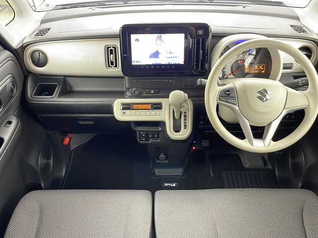 スズキ ワゴンＲ スマイル HYBRID S 鳥取県 2021(令3)年 2.7万km オフブルーメタリック/ホワイト2トーン ・４WD/・スズキ セーフティ サポート/・衝突被害軽減ブレーキ/・誤発進抑制機能、/逸脱警報機能/・純正9インチ　ナビ/・Bluetooth/CD/DVD/USB/フルセグTV/・AndroidAuto/AppleCarPlay/・アラウンドビューモニター/・両側パワースライドドア/・前席シートヒーター/・オートライト/・スマートキー/プッシュスタート/・レーンキープアシスト/・横滑り防止装置/・アイドリングストップ/・ETC