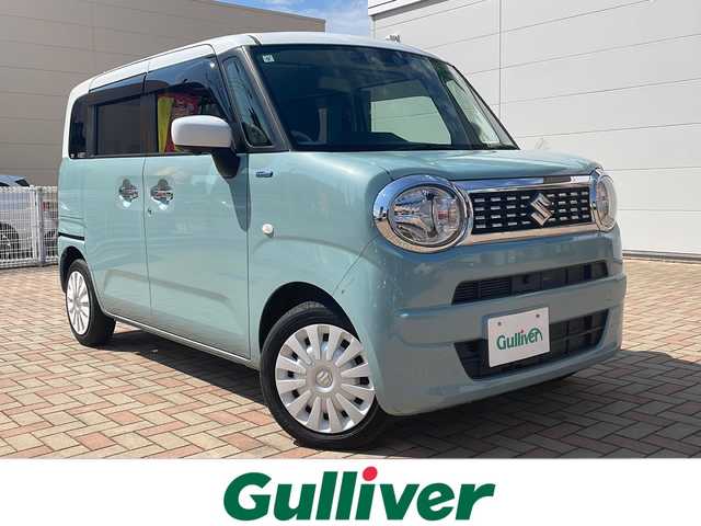 スズキ ワゴンＲ スマイル HYBRID S 鳥取県 2021(令3)年 2.7万km オフブルーメタリック/ホワイト2トーン ・４WD/・スズキ セーフティ サポート/・衝突被害軽減ブレーキ/・誤発進抑制機能、/逸脱警報機能/・純正9インチ　ナビ/・Bluetooth/CD/DVD/USB/フルセグTV/・AndroidAuto/AppleCarPlay/・アラウンドビューモニター/・両側パワースライドドア/・前席シートヒーター/・オートライト/・スマートキー/プッシュスタート/・レーンキープアシスト/・横滑り防止装置/・アイドリングストップ/・ETC