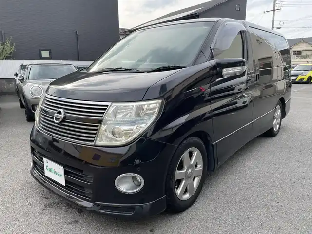日産 エルグランド 250ハイウェイスター ブラックレザエディ 和歌山県 2008(平20)年 16.9万km ミスティックブラック 純正HDDナビ・CD・DVD・MSV/全方位カメラ/両側パワースライドドア/純正フリップダウンモニター/黒レザーシート/運転席パワーシート/前席シートヒーター/HIDヘッドライト/スマートキー/スペアキー/保証書/取扱説明書