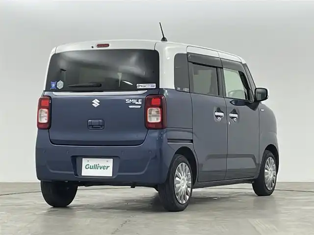 スズキ ワゴンＲ スマイル HYBRID X 福島県 2022(令4)年 3.3万km インディゴブルーメタリック/ホワイト2トーン 衝突被害軽減システム　/・車線逸脱警報　/・コーナーセンサー　/両側パワースライドドア　/シートヒーター　/プッシュスタート　/・スマートキー　/・スペアキー　/ＬＥＤライト/・オートライト　/純正フロアマット　/ウィンカーミラー/横滑り防止装置/・アイドリングストップ