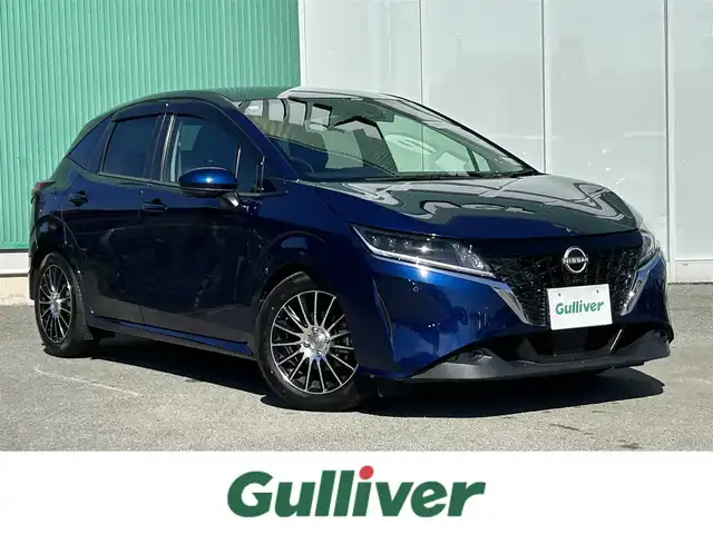 日産 ノート X 福岡県 2021(令3)年 5.8万km オーロラフレアブルーパール W+Sエアバッグ/衝突被害軽減システム/カーテンエアバッグ/レーンキープアシスト/横滑り防止装置/盗難防止装置/オートライト・ハイビーム/コーナーセンサー(前後)/社外アルミホイール/純正フロアマット/フルセグTV/apple　car　play/車外カメラ(B/F/S/全周囲)/BT/ETC
