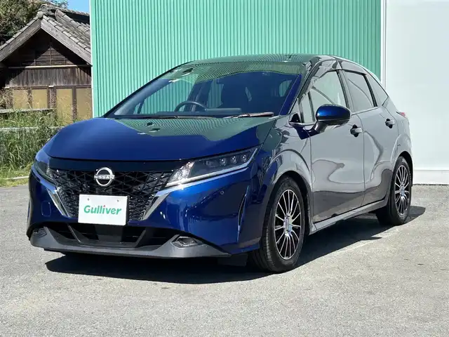 日産 ノート X 福岡県 2021(令3)年 5.8万km オーロラフレアブルーパール W+Sエアバッグ/衝突被害軽減システム/カーテンエアバッグ/レーンキープアシスト/横滑り防止装置/盗難防止装置/オートライト・ハイビーム/コーナーセンサー(前後)/社外アルミホイール/純正フロアマット/フルセグTV/apple　car　play/車外カメラ(B/F/S/全周囲)/BT/ETC