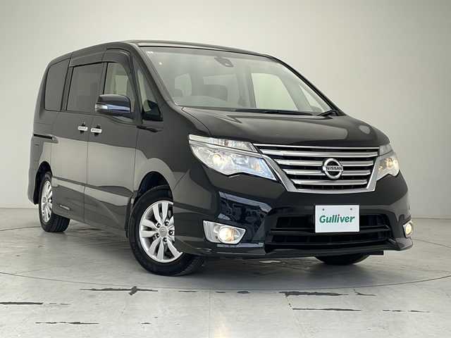 日産 セレナ ハイウェイスター Sエディション 沖縄県 2016(平28)年 8.7万km ダイヤモンドブラック 純正ナビ(ＭＣ３１５Ｄ－Ｗ)/(Ｂｌｕｅｔｏｏｔｈ　フルセグＴＶ　ＣＤ　ＤＶＤ　ＡＭ　ＦＭ)　/バックカメラ　/片側パワースライドドア　/ＵＳＢ入力端子　/ＥＴＣ　/クルーズコントロール/スマートキー　/スペアキー/ステアリングスイッチ　/オートライト/純正フロアマット　/電動格納ミラー/純正アルミホイール/サンシェード
