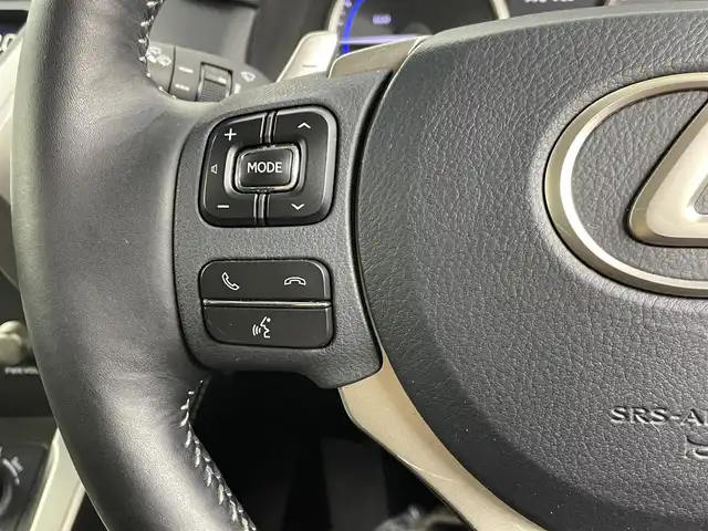 レクサス ＮＸ 300h ブラックシークエンス 埼玉県 2019(平31)年 5.5万km ソニックチタニウム 純正ナビ　ムーンルーフ　３眼ＬＥＤヘッド　パノラミックビューモニター　ヘッドアップディスプレイ　ブラインドスポットモニター　黒合皮シート　パワーバックドア　ＬＥＤフォグ　純正１８インチアルミ　ＥＴＣ