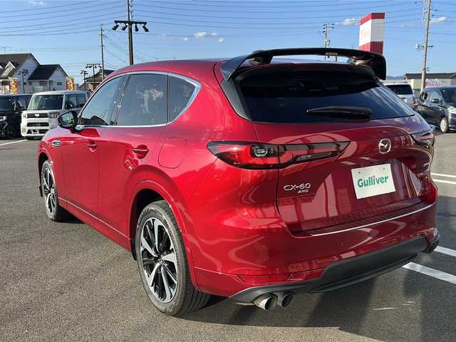 マツダ ＣＸ－６０ XD HV プレミアムモダン 岐阜県 2023(令5)年 2.4万km 赤 登録時走行距離23554km/純正ディスプレイオーディオ/プッシュスタート/スマートキー/ターボ/スペアキー/クルーズコントロール/ETC/サンルーフ/レザーシート/シートヒーター/シートクーラー/純正アルミホイール/レーンキープアシスト/オートライト/オートマチックハイビーム/LEDヘッドライト/電動リヤゲート/衝突被害軽減システム/ステアリングヒーター/純正ドライブレコーダー/パワーシート/AUTO EXE　リヤスポイラー/４WD/AUTO EXE　4本だしマフラー/AUTO EXEフロントアンダースポイラー/Blutooth/フルセグ
