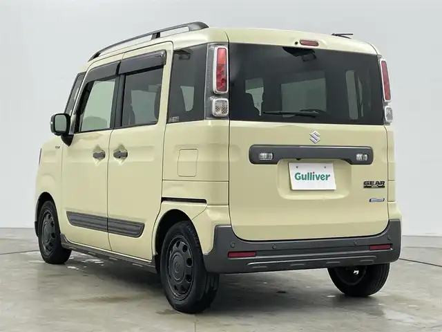 スズキ スペーシア ギア HYBRID XZターボ 岡山県 2021(令3)年 6.7万km シフォンアイボリーM 純正８インチナビ　(CN-RZ866)/【CD/DVD/BT/USB/フルセグ】/全方位カメラ　/両側電動スライド　/レーダークルーズコントロール　/ビルトインＥＴＣ　/シートヒーター　前席/ＬＥＤヘッドライト　/コーナーセンサー　後/オートハイビーム　/ルーフレール　/フォグランプ/禁煙車/アイドリングストップ/パドルシフト/純正フロアマット