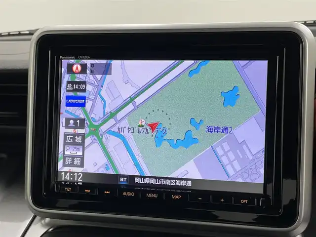 スズキ スペーシア ギア HYBRID XZターボ 岡山県 2021(令3)年 6.7万km シフォンアイボリーM 純正８インチナビ　(CN-RZ866)/【CD/DVD/BT/USB/フルセグ】/全方位カメラ　/両側電動スライド　/レーダークルーズコントロール　/ビルトインＥＴＣ　/シートヒーター　前席/ＬＥＤヘッドライト　/コーナーセンサー　後/オートハイビーム　/ルーフレール　/フォグランプ/禁煙車/アイドリングストップ/パドルシフト/純正フロアマット