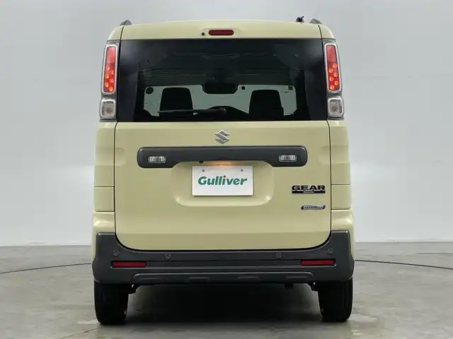 スズキ スペーシア ギア HYBRID XZターボ 岡山県 2021(令3)年 6.7万km シフォンアイボリーM 純正８インチナビ　(CN-RZ866)/【CD/DVD/BT/USB/フルセグ】/全方位カメラ　/両側電動スライド　/レーダークルーズコントロール　/ビルトインＥＴＣ　/シートヒーター　前席/ＬＥＤヘッドライト　/コーナーセンサー　後/オートハイビーム　/ルーフレール　/フォグランプ/禁煙車/アイドリングストップ/パドルシフト/純正フロアマット