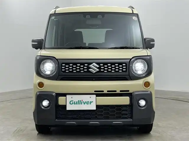 スズキ スペーシア ギア HYBRID XZターボ 岡山県 2021(令3)年 6.7万km シフォンアイボリーM 純正８インチナビ　(CN-RZ866)/【CD/DVD/BT/USB/フルセグ】/全方位カメラ　/両側電動スライド　/レーダークルーズコントロール　/ビルトインＥＴＣ　/シートヒーター　前席/ＬＥＤヘッドライト　/コーナーセンサー　後/オートハイビーム　/ルーフレール　/フォグランプ/禁煙車/アイドリングストップ/パドルシフト/純正フロアマット