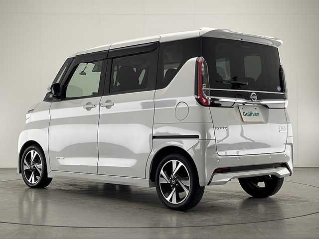 日産 ルークス ハイウェイスター Gターボ 宮崎県 2021(令3)年 2万km ホワイトパール 純正ナビ(MM321D-L)/CD/DVD/AM/FM/SD/BT/スマートキー　スペア1本/エマージェンシーブレーキ/車線逸脱警報/先行車発進お知らせ/アラウンドビューモニター/両側パワースライドドア/電動格納ミラー/ステアリングスイッチ/アイドリングストップ/コーナーセンサー/ドライブレコーダー/サーキュレーター/サイドバイザー/フロアマット