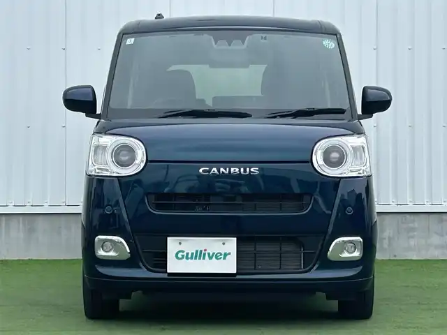 ダイハツ ムーヴ キャンバス セオリー G 香川県 2024(令6)年 0.7万km レーザーブルークリスタルシャイン 社外7インチSDナビ/→フルセグ/CD/DVD/Bluetooth/バックカメラ/スマートアシスト/・衝突警報/衝突回避支援ブレーキ/・ブレーキ制御付誤発進抑制機能/・車線逸脱警報/抑制機能/・ふらつき警報/・路側逸脱警報機能/・アダプティブドライビングビーム/・オートハイビーム/両側パワースライドドア/前席シートヒーター/LEDヘッドライト/LEDフォグランプ/電子パーキングブレーキ/オートブレーキホールド/ホッとカップホルダー/置きラクボックス/本革ステアリング/ステアリングリモコン/アイドリングストップ/プッシュスタート/スマートキー
