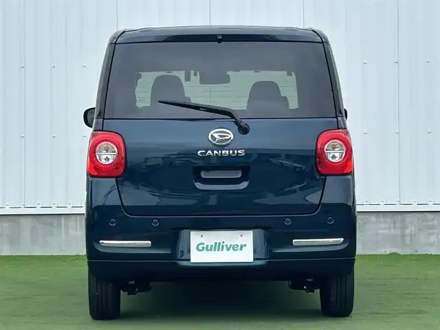 ダイハツ ムーヴ キャンバス セオリー G 香川県 2024(令6)年 0.7万km レーザーブルークリスタルシャイン 社外7インチSDナビ/→フルセグ/CD/DVD/Bluetooth/バックカメラ/スマートアシスト/・衝突警報/衝突回避支援ブレーキ/・ブレーキ制御付誤発進抑制機能/・車線逸脱警報/抑制機能/・ふらつき警報/・路側逸脱警報機能/・アダプティブドライビングビーム/・オートハイビーム/両側パワースライドドア/前席シートヒーター/LEDヘッドライト/LEDフォグランプ/電子パーキングブレーキ/オートブレーキホールド/ホッとカップホルダー/置きラクボックス/本革ステアリング/ステアリングリモコン/アイドリングストップ/プッシュスタート/スマートキー