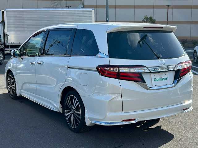 ホンダ オデッセイ アブソルート EX 宮城県 2014(平26)年 6.1万km ホワイトオーキッドパール 登録時走行距離60807ｋｍ/レーダークルーズコントロール/パドルシフト/全方位カメラ/オートライト/両側パワースライドドア/横滑り防止機能/アイドリングストップ/フリップダウンモニター/社外ETC/純正ドライブレコーダー/プッシュスタート/スマートキー/スペアキー１本/ステアリングリモコン/純正ナビ フルセグ/AM/FM・USB・BT・HDMI・CD/DVD/LEDヘッドライト/フォグランプ/電動格納ミラー/純正アルミホイール/純正フロアマット
