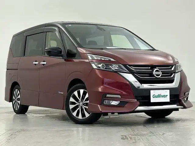 日産 セレナ ハイウェイスター G プロパイロットED 愛知県 2016(平28)年 5.9万km マルーンレッド 2トーン 純正９型ナビ/・CD/・DVD/・Bluetooth/・Blu-ray/後席モニター/全周囲カメラ/プロパイロット/両側パワースライドドア/パーキングアシスト/コーナーセンサー/衝突軽減ブレーキ/ふらつき警告/ABS/横滑り防止装置/ビルドインＥＴＣ/前後ドライブレコーダー/オートライト/LEDヘッドライト/パワーステアリング/パワーウィンドウ/純正アルミホイール/純正フロアマット/ダブルエアバック/サイドエアバック